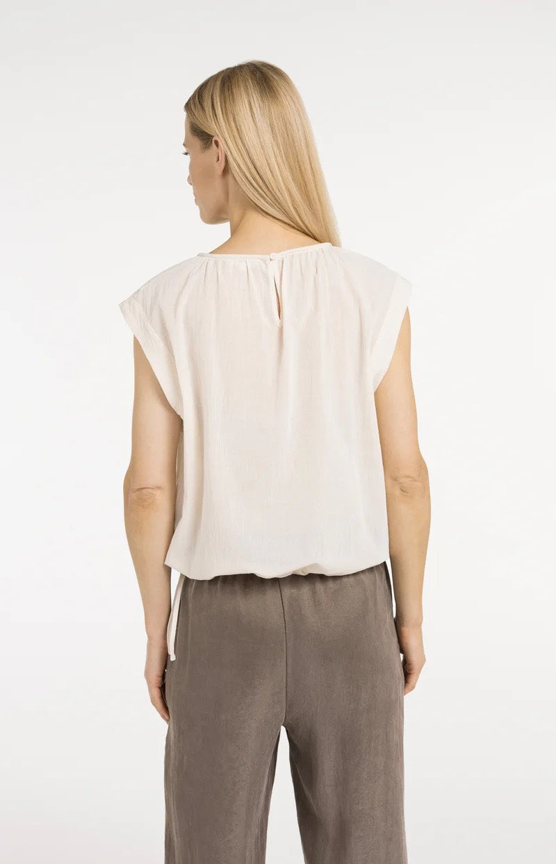 Sleeveless Top With Tube Colla - Ecru