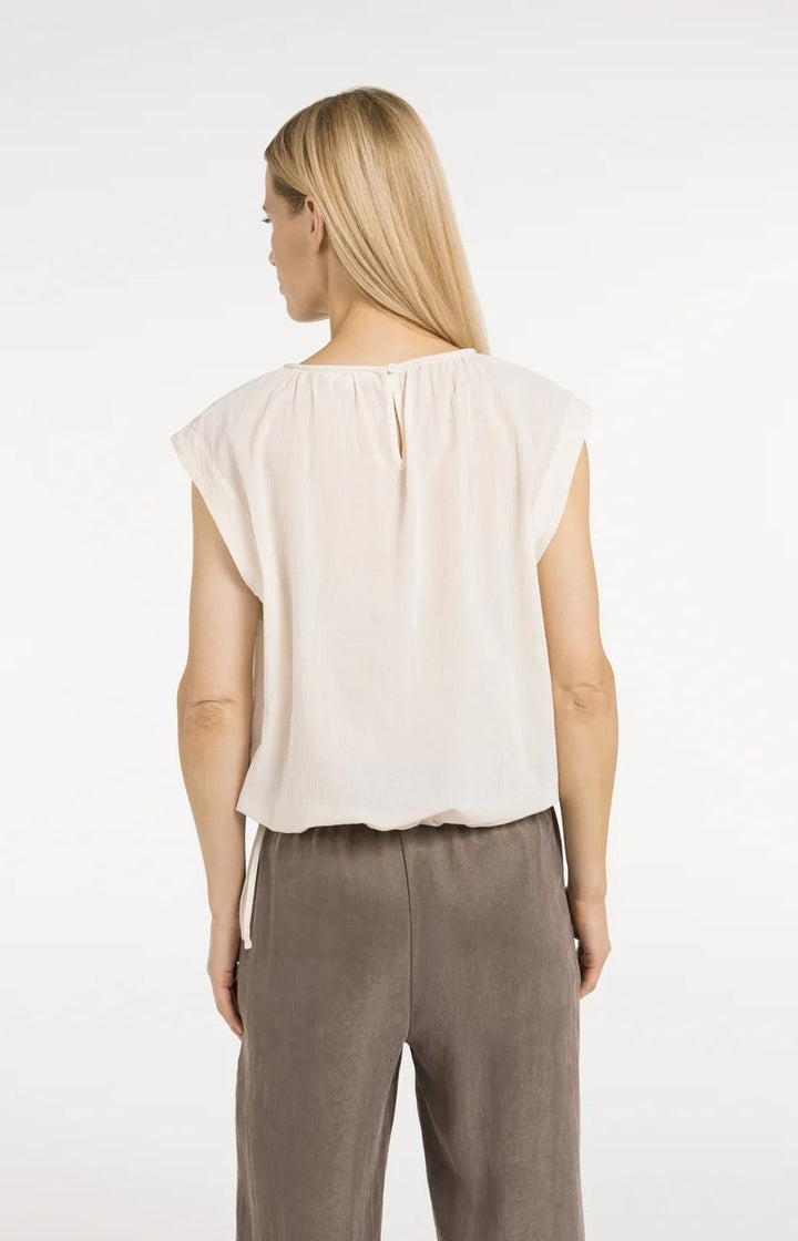 Sleeveless Top With Tube Colla - Ecru