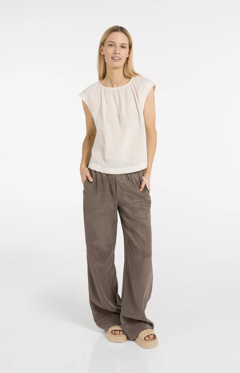 Sleeveless Top With Tube Colla - Ecru