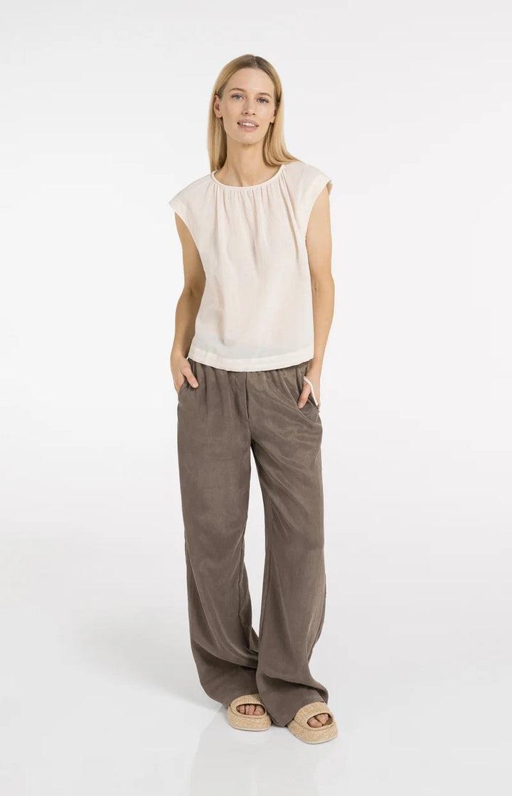 Sleeveless Top With Tube Colla - Ecru