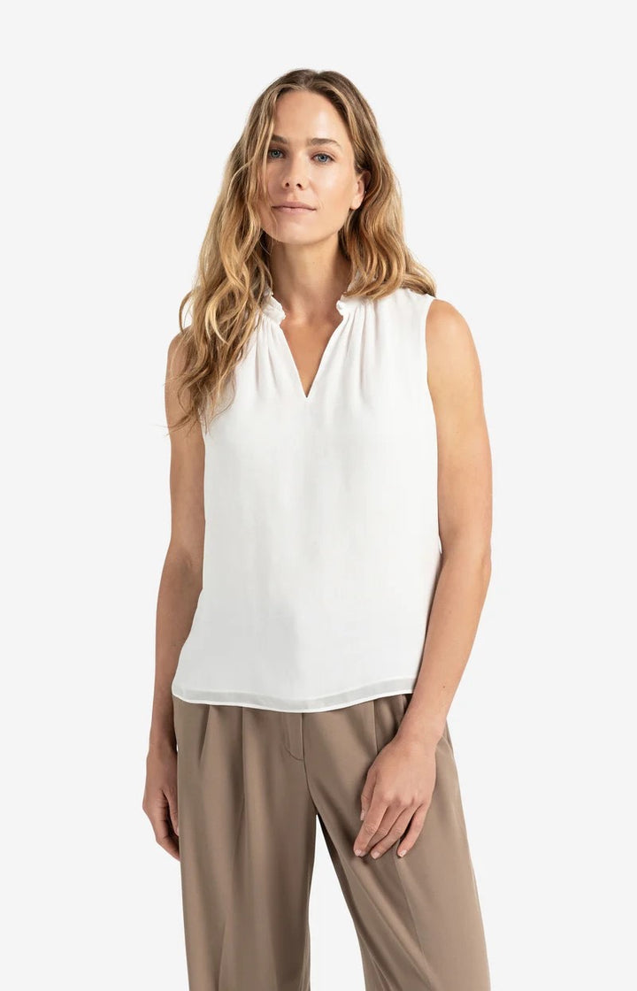 Top With Ruffled Collar - Ecru