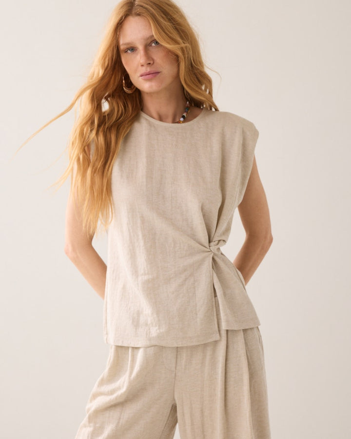 Top Linen Look - Zand
