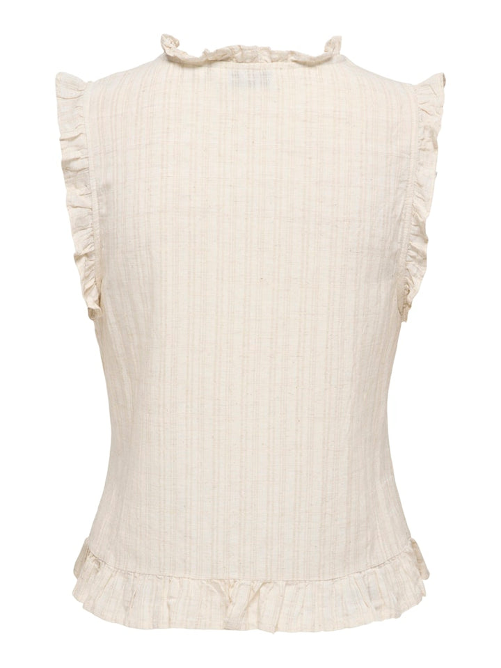 Onlellys S/l Frill Emb Top Wvn - Beige