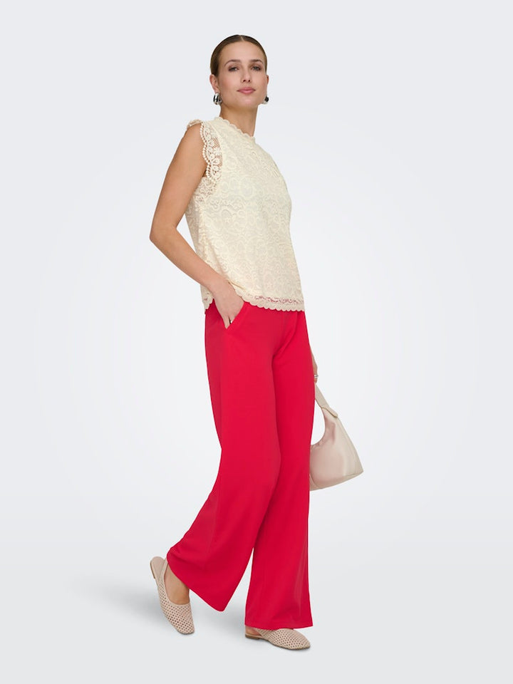 Jdylotas S/l Lace Top Jrs - Wit Dessin