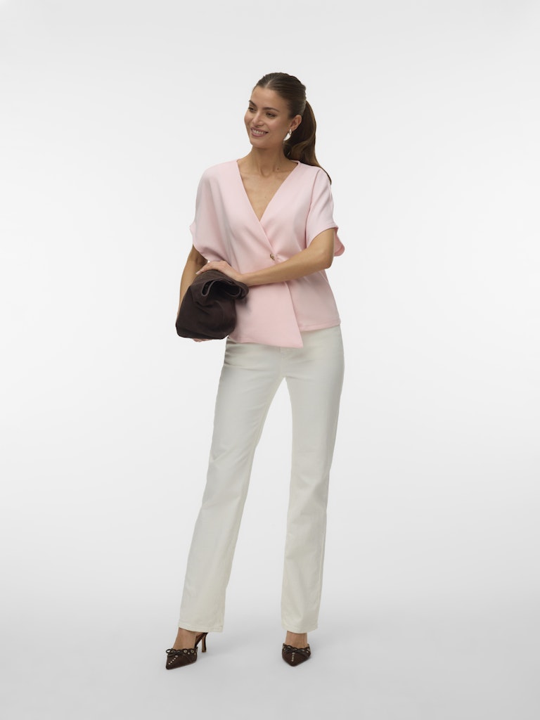 Vmsmilla Sonja Ss V-neck Top Exp - Licht Roze