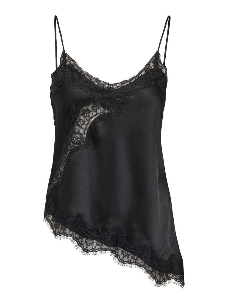 Jdyfifi S/l Asym Lace Singlet Wvn Noos - Zwart