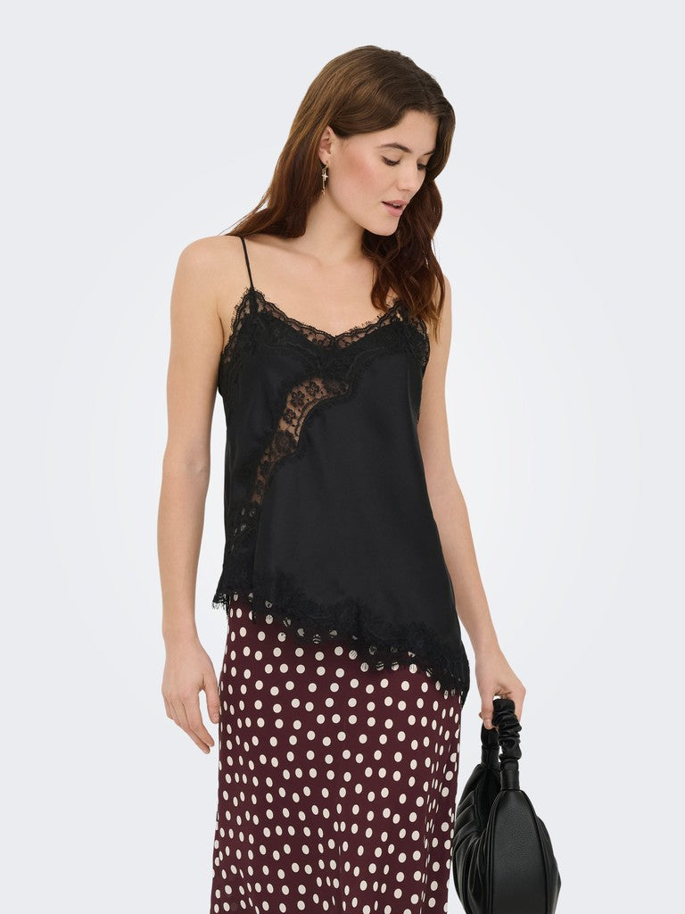 Jdyfifi S/l Asym Lace Singlet Wvn Noos - Zwart