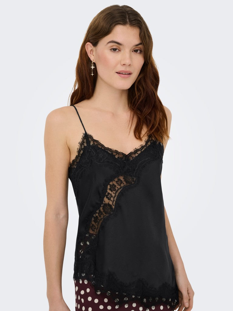 Jdyfifi S/l Asym Lace Singlet Wvn Noos - Zwart