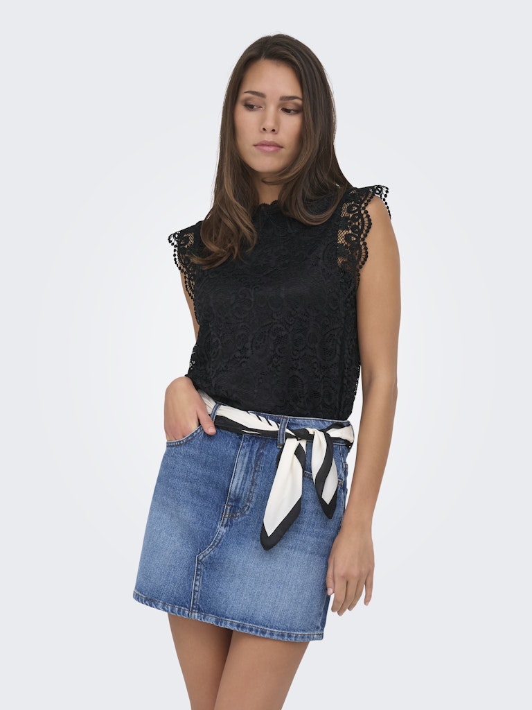 Jdylotas S/l Lace Top Jrs - Zwart Dessin