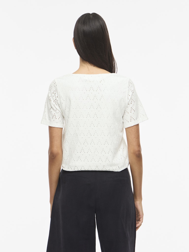 Viamalina Open O-neck S/s Top/vol/pb - Wit