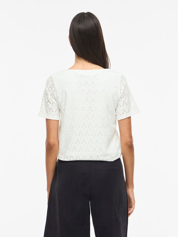 Viamalina Open O-neck S/s Top/vol/pb - Wit