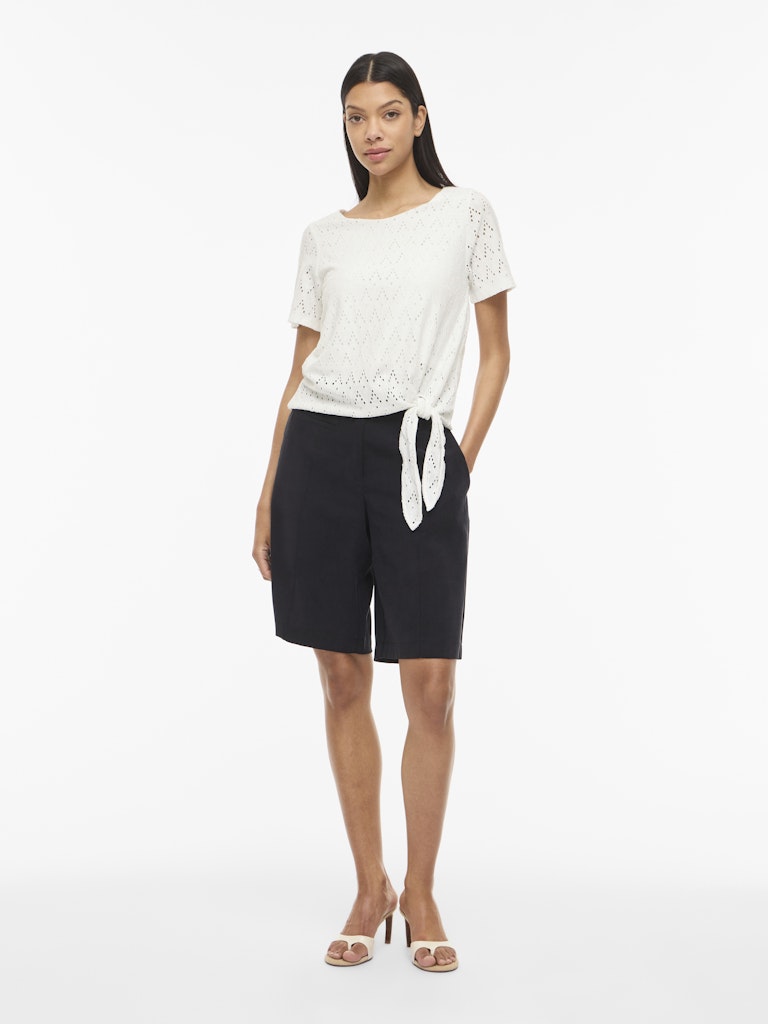 Viamalina Open O-neck S/s Top/vol/pb - Wit