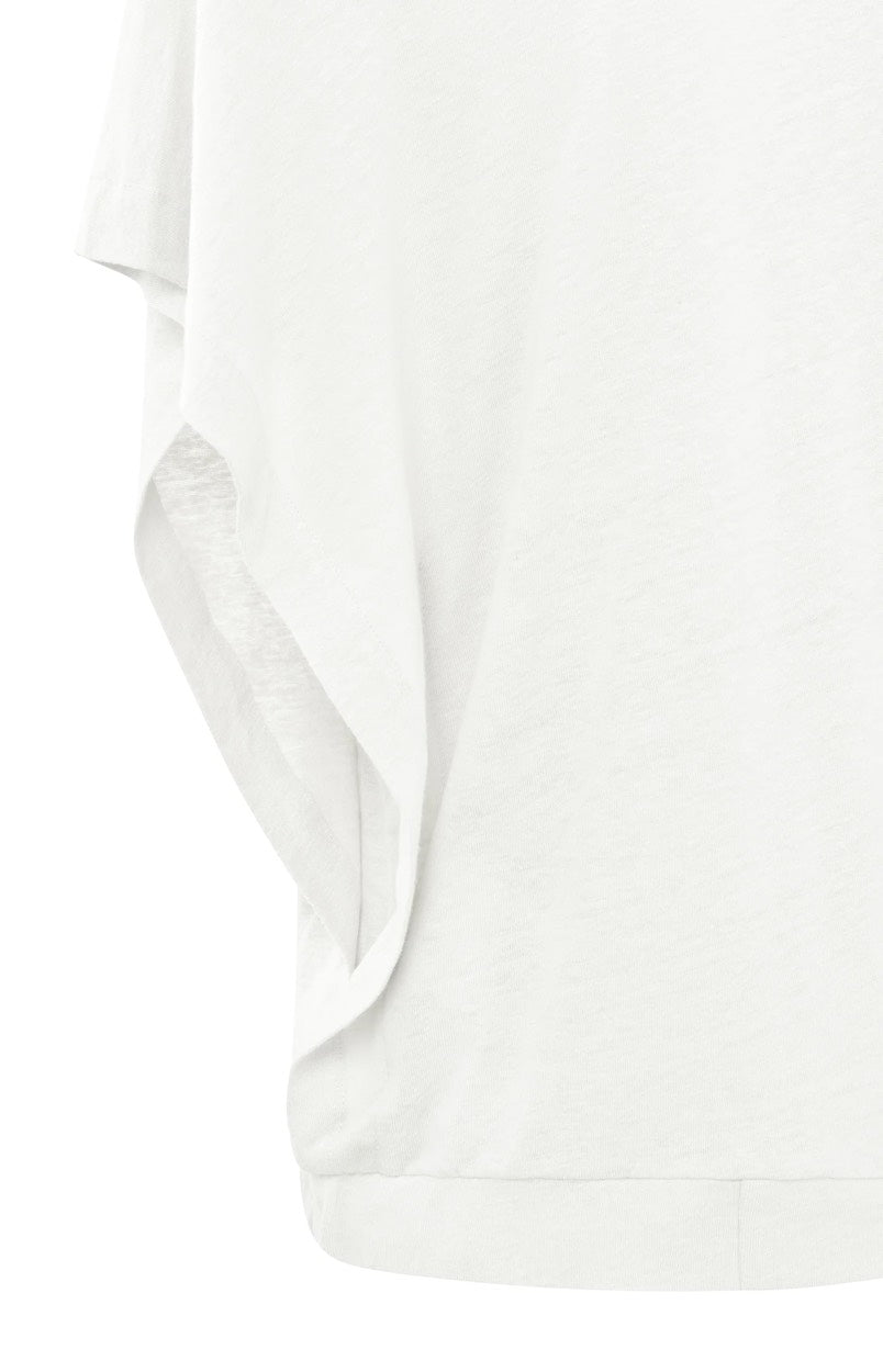 V-neck Top With Elastic Waistb - Off-white