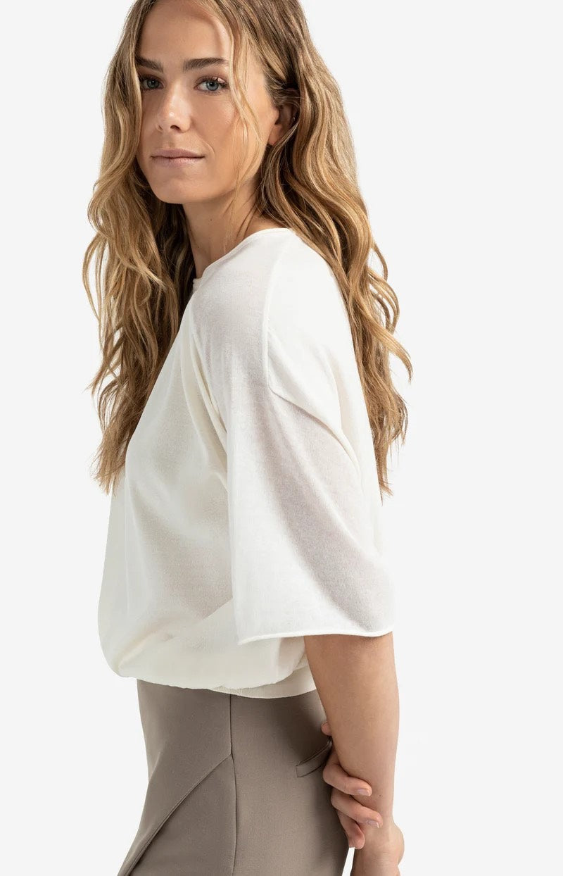 Sweater With Sheer Sleeves - Off-white