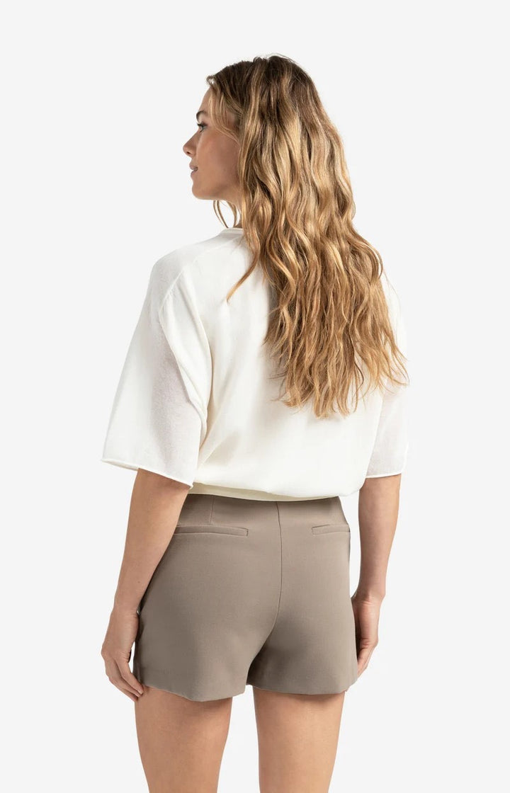 Sweater With Sheer Sleeves - Off-white