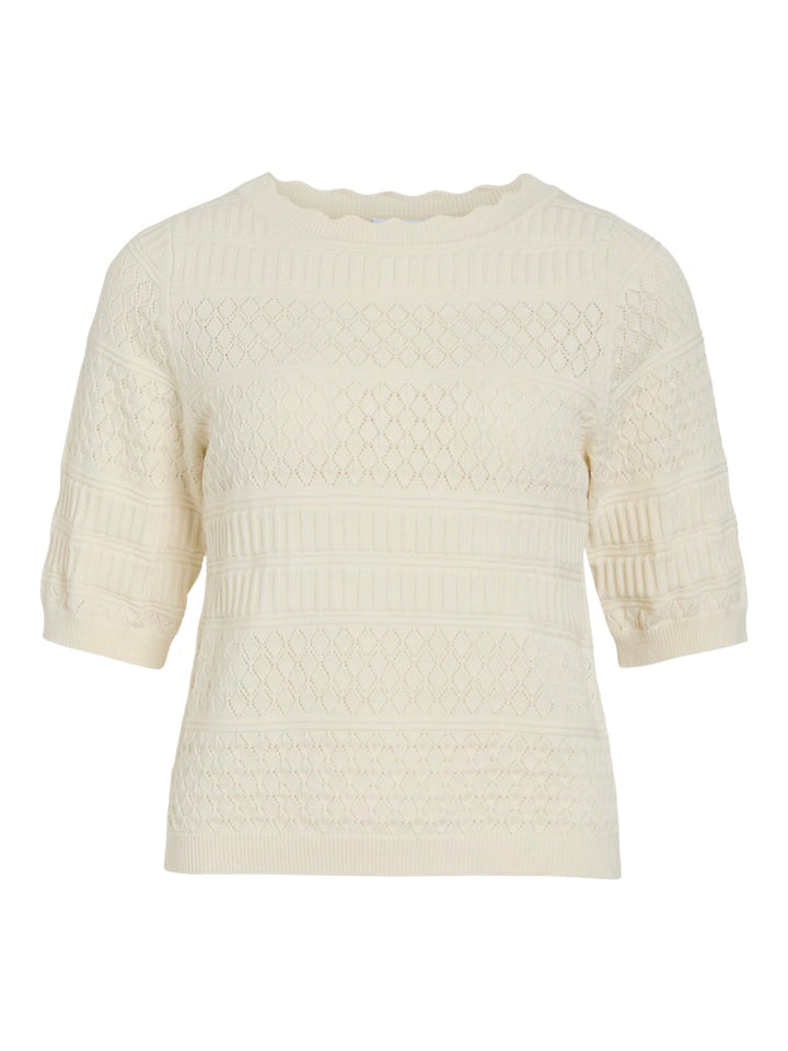 Vimilos S/s O-neck Pointelle Top - Noos - Off-white