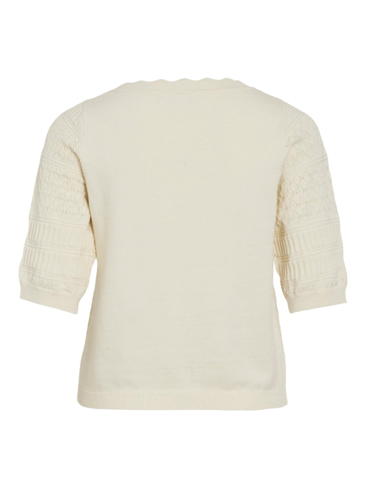 Vimilos S/s O-neck Pointelle Top - Noos - Off-white