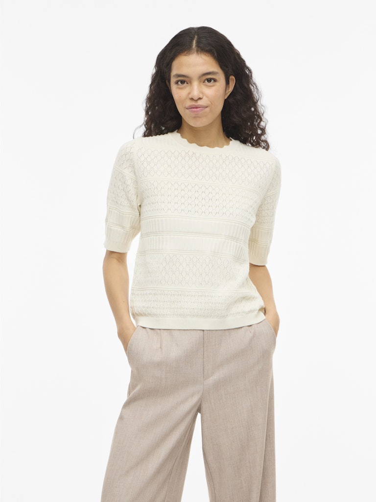 Vimilos S/s O-neck Pointelle Top - Noos - Off-white
