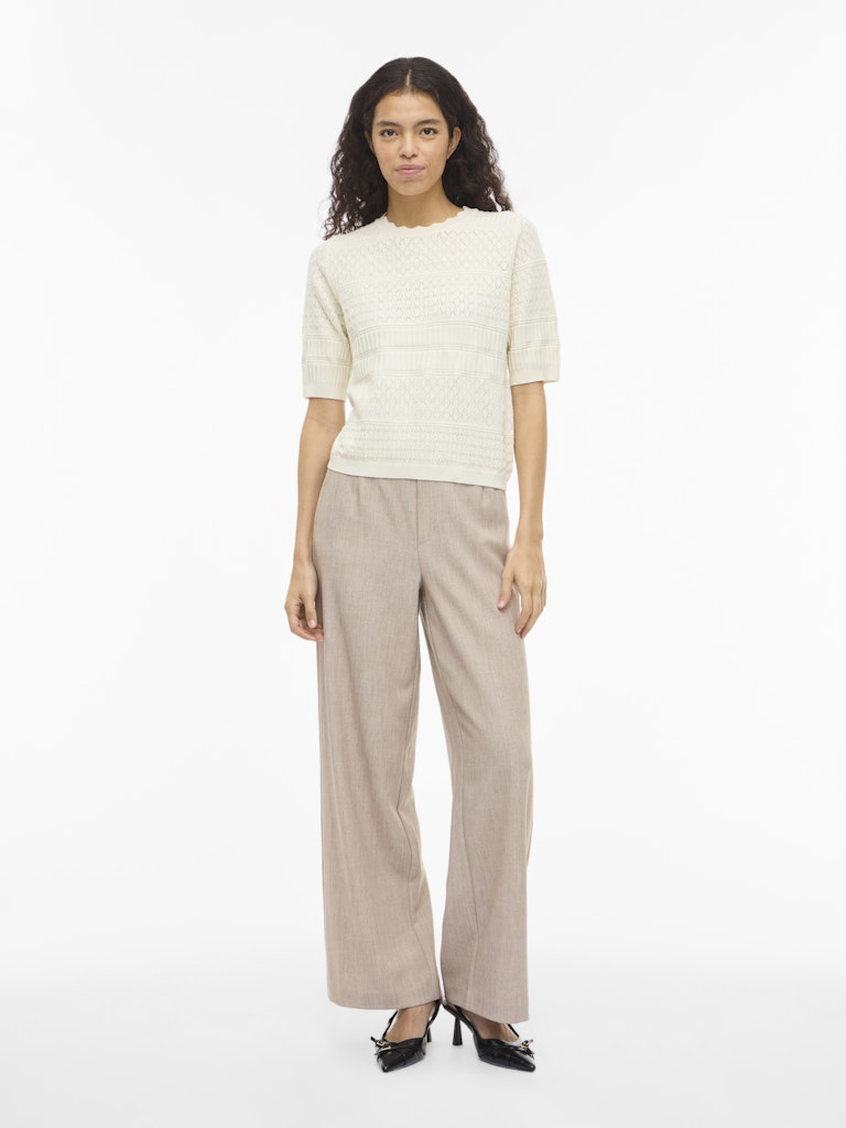 Vimilos S/s O-neck Pointelle Top - Noos - Off-white