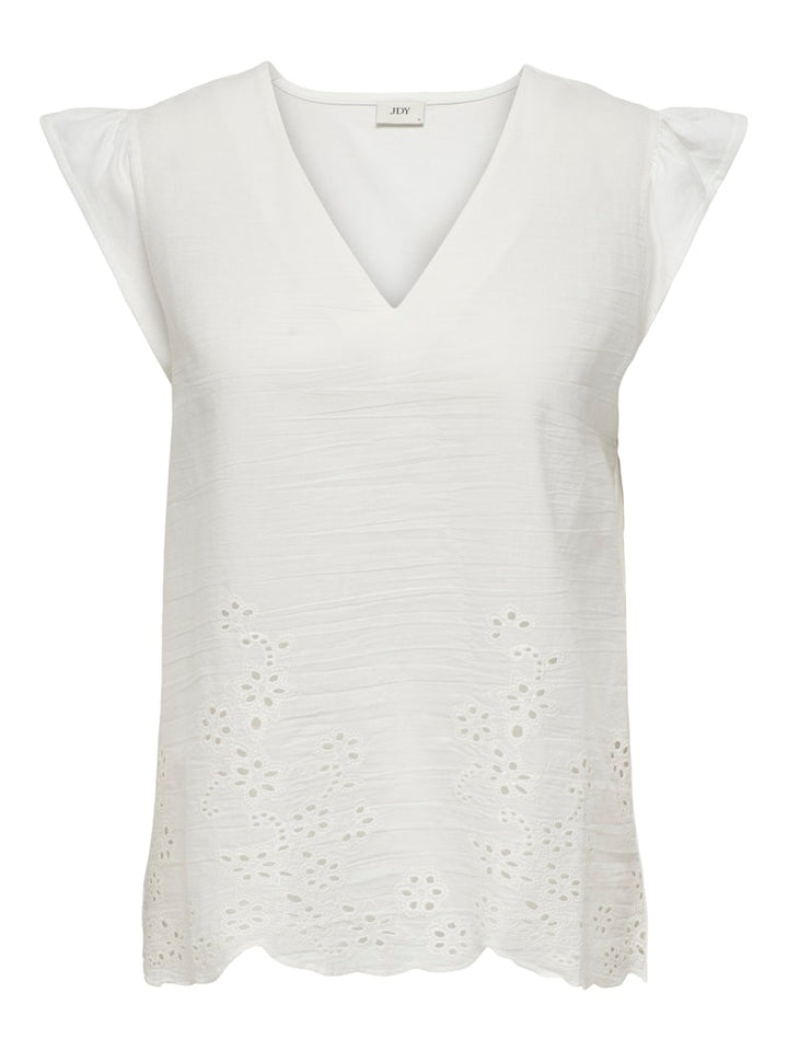 Jdyysta Life S/l Broderi Anglaise Top Jr - Off-white