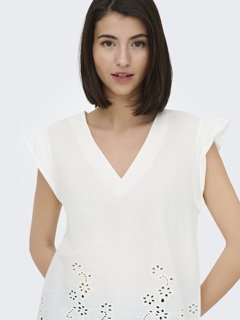 Jdyysta Life S/l Broderi Anglaise Top Jr - Off-white