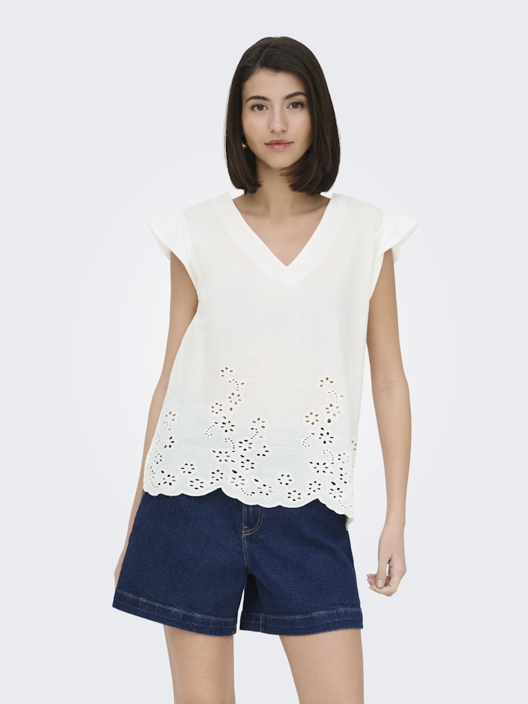 Jdyysta Life S/l Broderi Anglaise Top Jr - Off-white