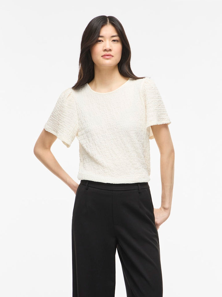 Vilindau O-neck S/s Top/rc - Off-white