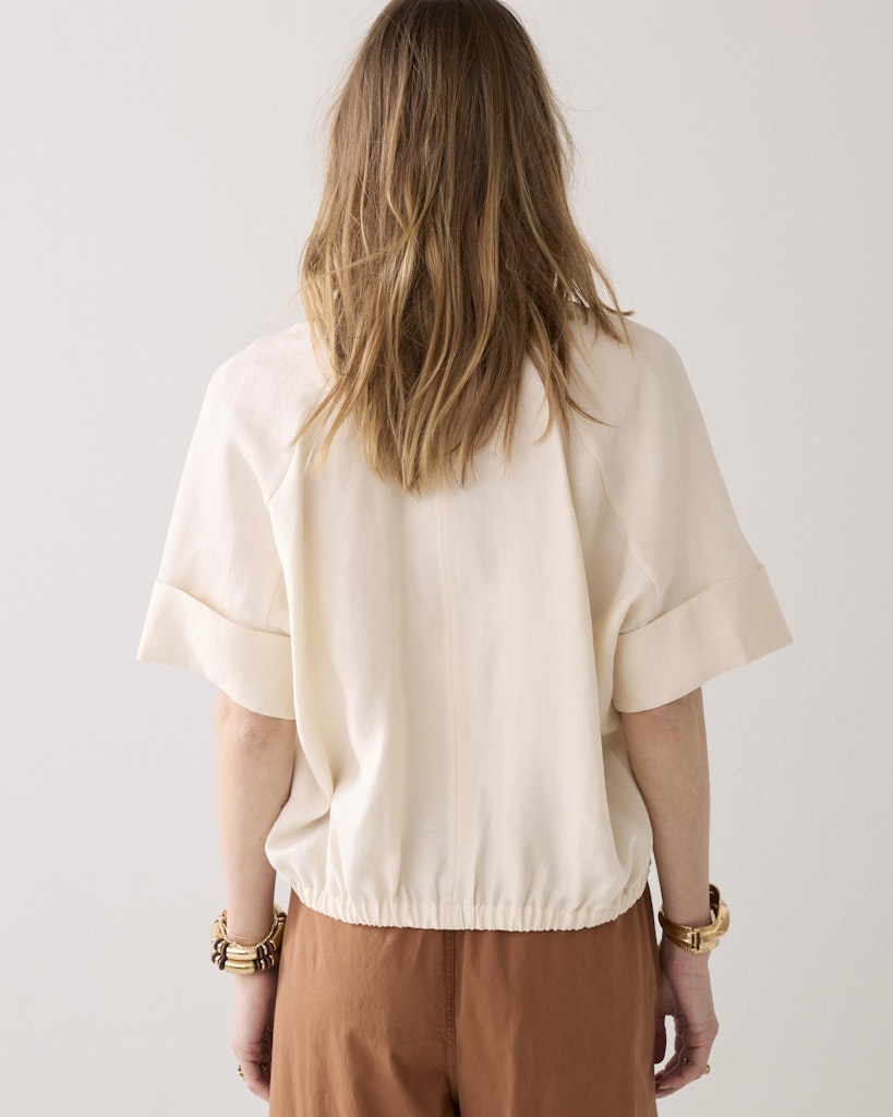 Top Short Sleeves Modal Linen Blend - Ecru