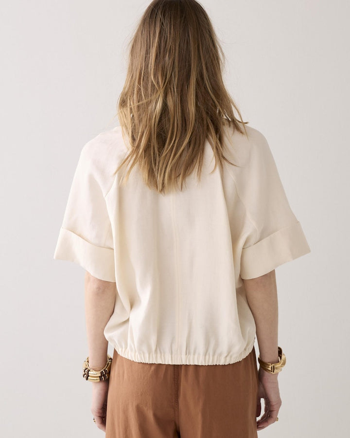 Top Short Sleeves Modal Linen Blend - Ecru