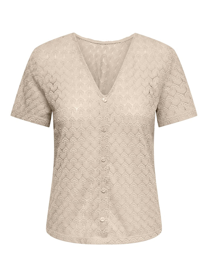 Jdyavery Life S/s Reversible Top Jrs - Ecru