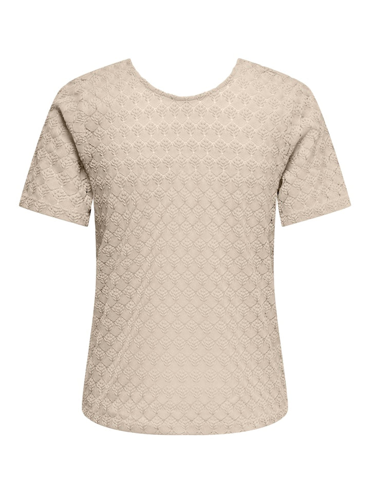 Jdyavery Life S/s Reversible Top Jrs - Ecru
