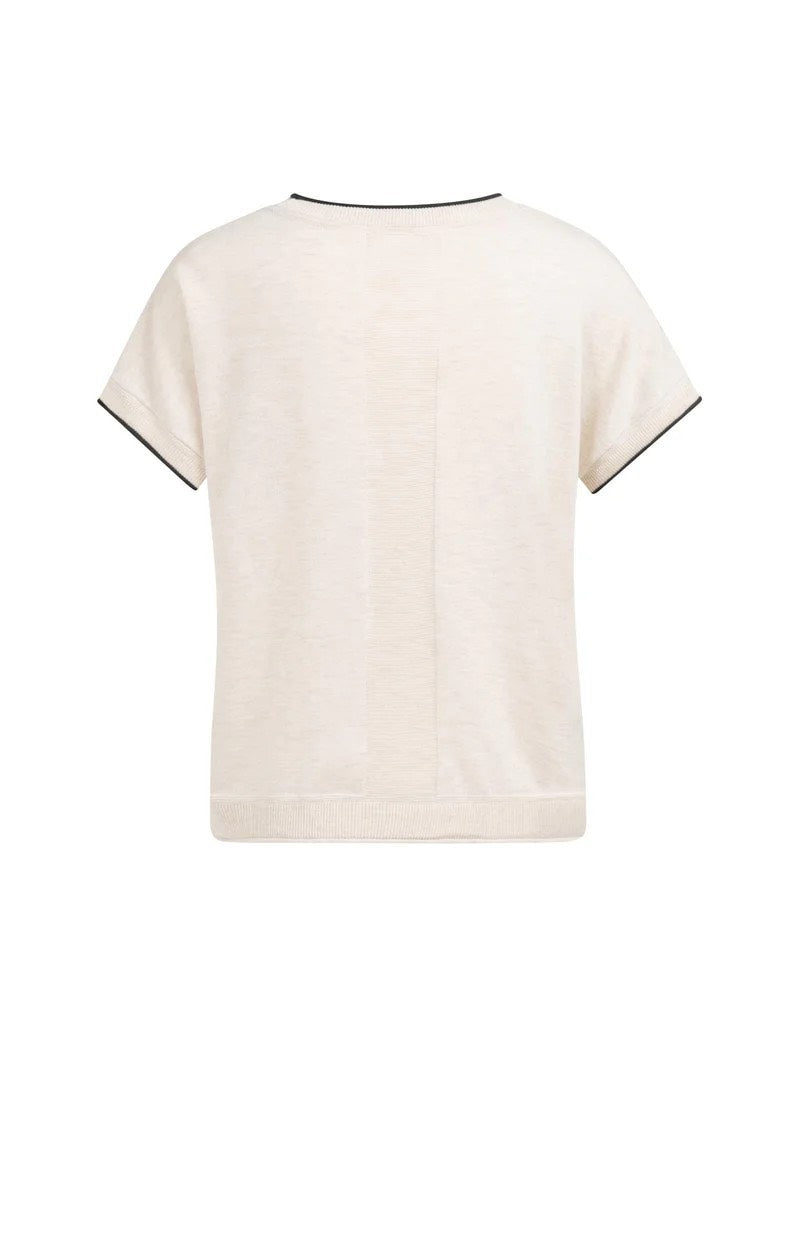 Knitted Sweater With Rolled Ed - Ecru