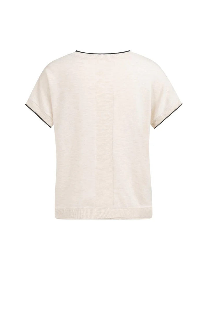 Knitted Sweater With Rolled Ed - Ecru