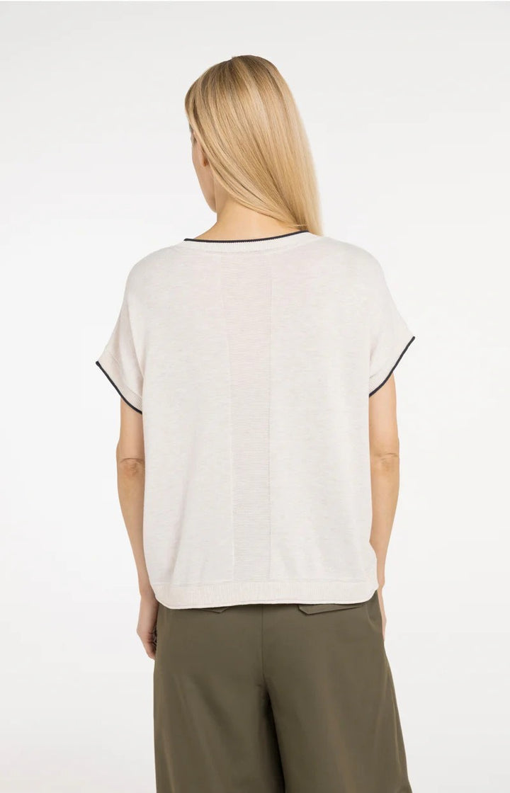 Knitted Sweater With Rolled Ed - Ecru