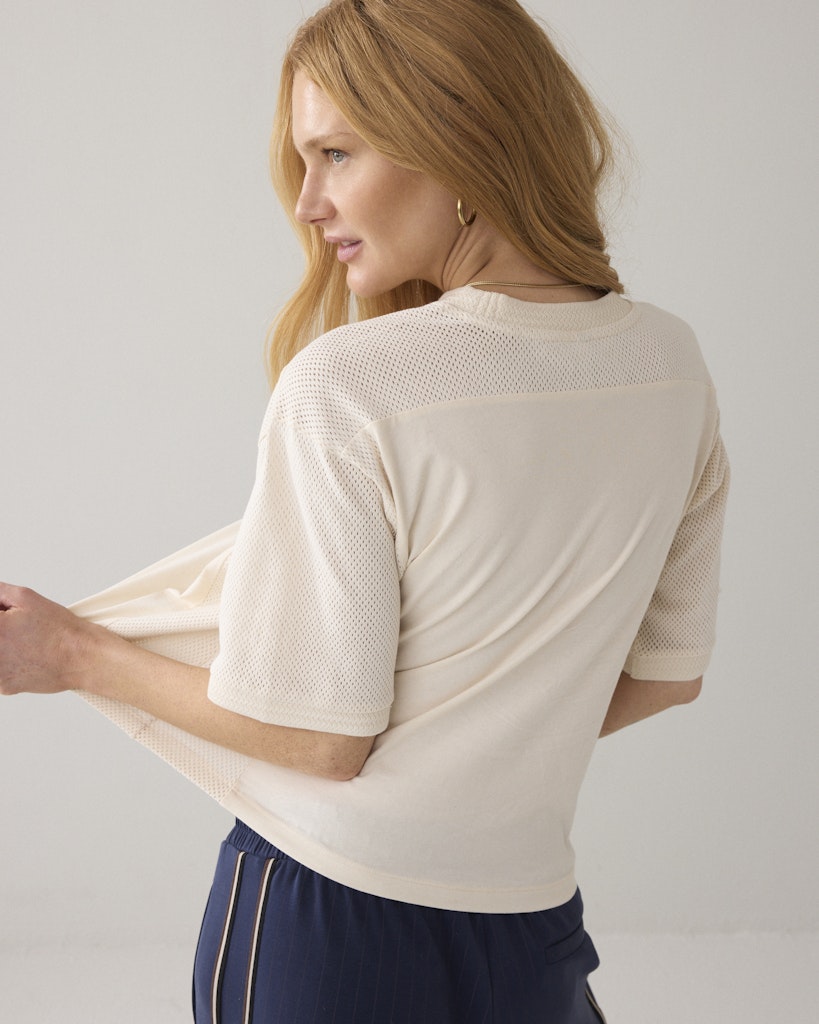 Top Mesh And Jersey - Ecru