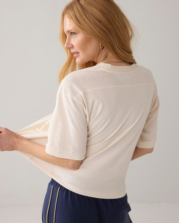 Top Mesh And Jersey - Ecru