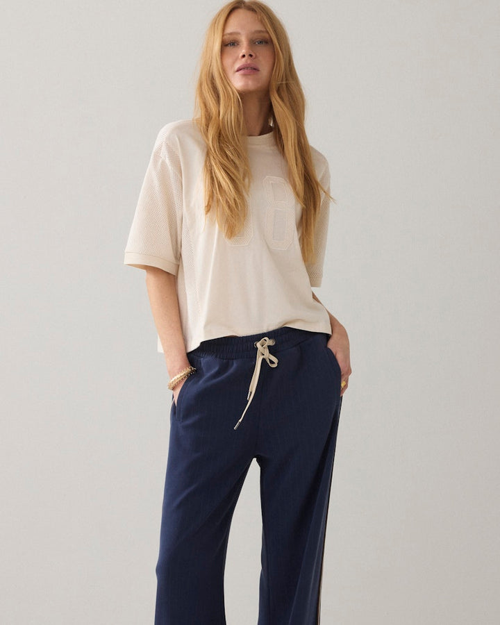 Top Mesh And Jersey - Ecru