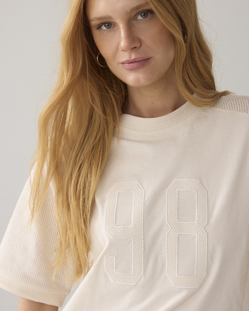 Top Mesh And Jersey - Ecru