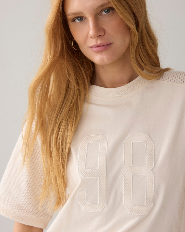 Top Mesh And Jersey - Ecru