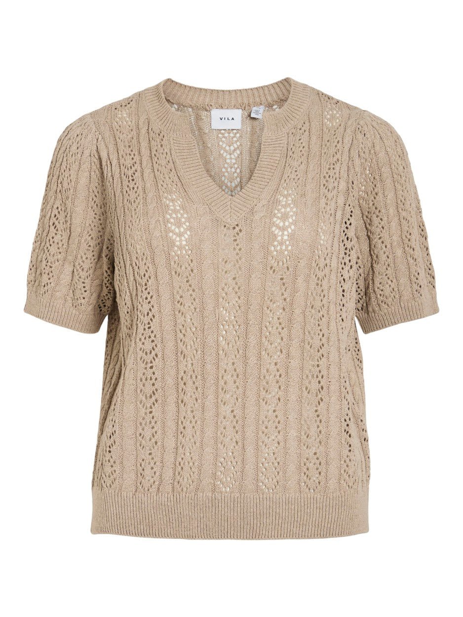 Vitoto New S/s Cable Knit Top - Zand