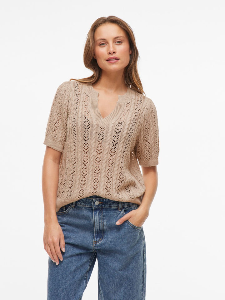 Vitoto New S/s Cable Knit Top - Zand