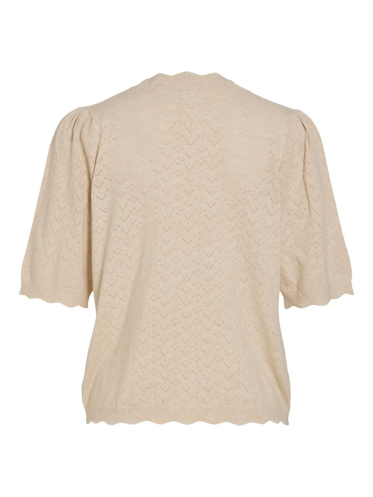 Viemi O-neck 2/4 Sleeve Knit Top/tes - Zand