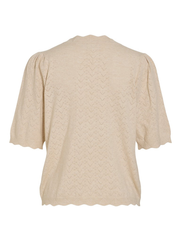 Viemi O-neck 2/4 Sleeve Knit Top/tes - Zand
