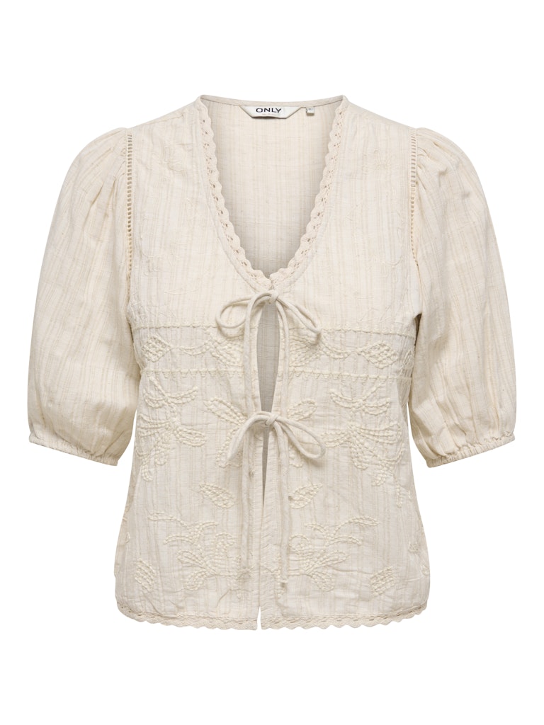 Onlnura Ss Tie Top Wvn - Beige