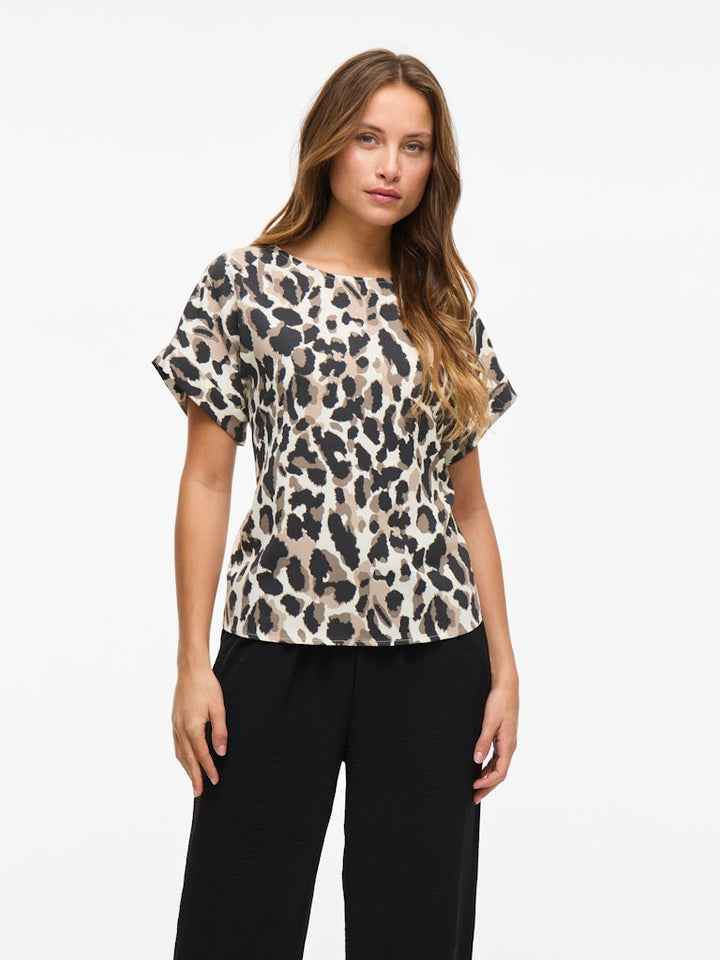 Vijosa S/s Top - Noos - Ecru Dessin