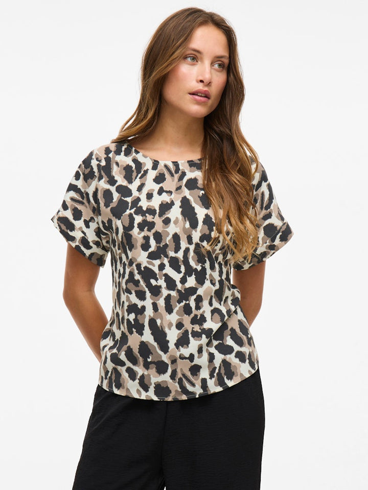 Vijosa S/s Top - Noos - Ecru Dessin