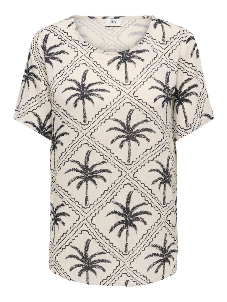 Jdygaby Life S/s V-neck Top Wvn - Ecru Dessin