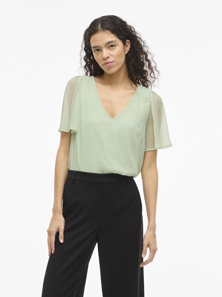 Vifalia V-neck S/s Top - Noos - Mint