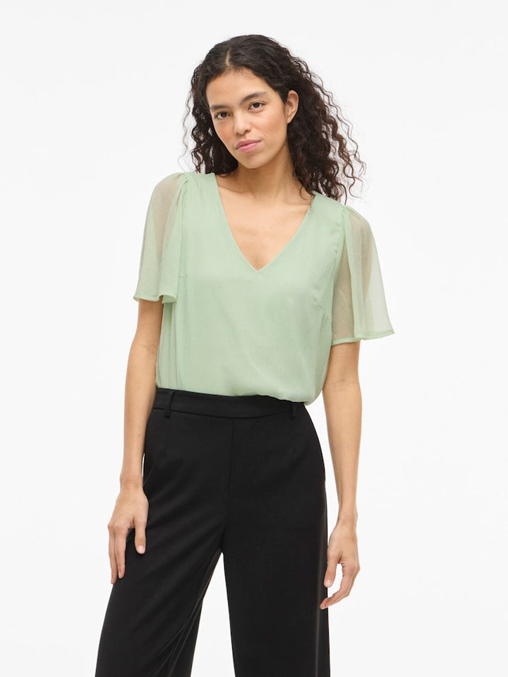 Vifalia V-neck S/s Top - Noos - Mint