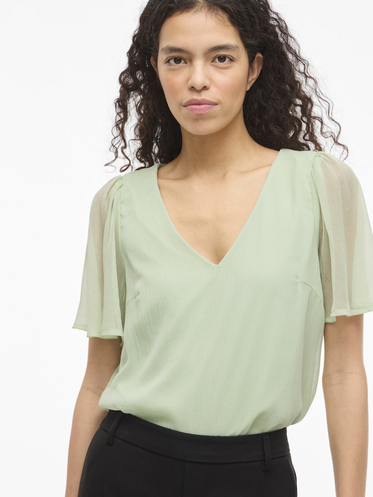 Vifalia V-neck S/s Top - Noos - Mint